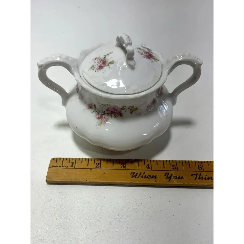 Antique Elite Limoges France Mini Sugar Bowl Floral Porcelain